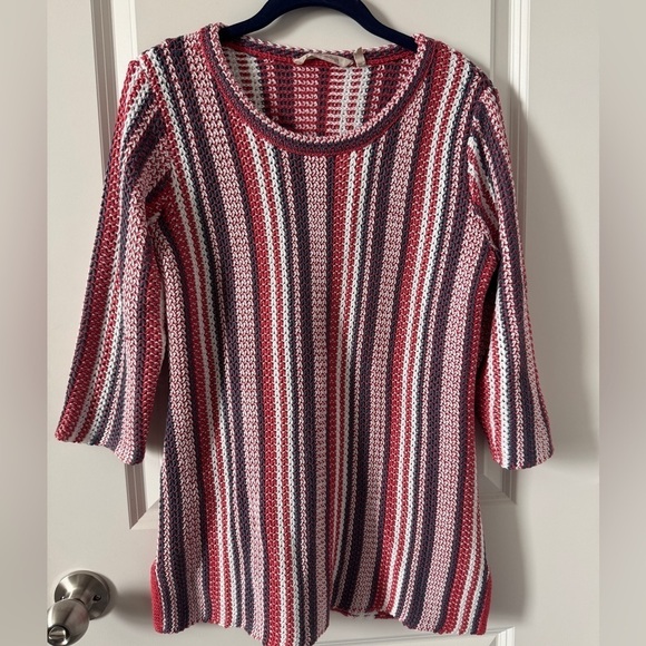 Soft Surroundings Sweaters - Soft Surroundings Sweater Red White Blue Montego Bay Open Knit Size Small